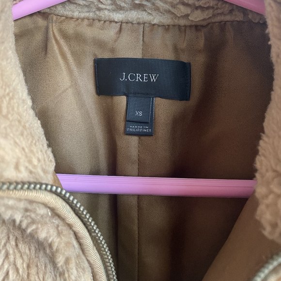 J Crew Plush Fleece Excursion Vest Faux Fur Sherpa Tan XS - Picture 2 of 3